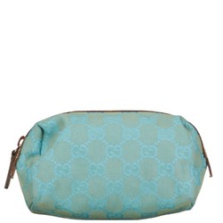 Gucci GG Canvas Pouch 29596 Blue Brown Leather Women's GUCCI