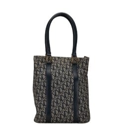 Christian Dior Dior Trotter Tote Bag Navy Canvas Leather Women's