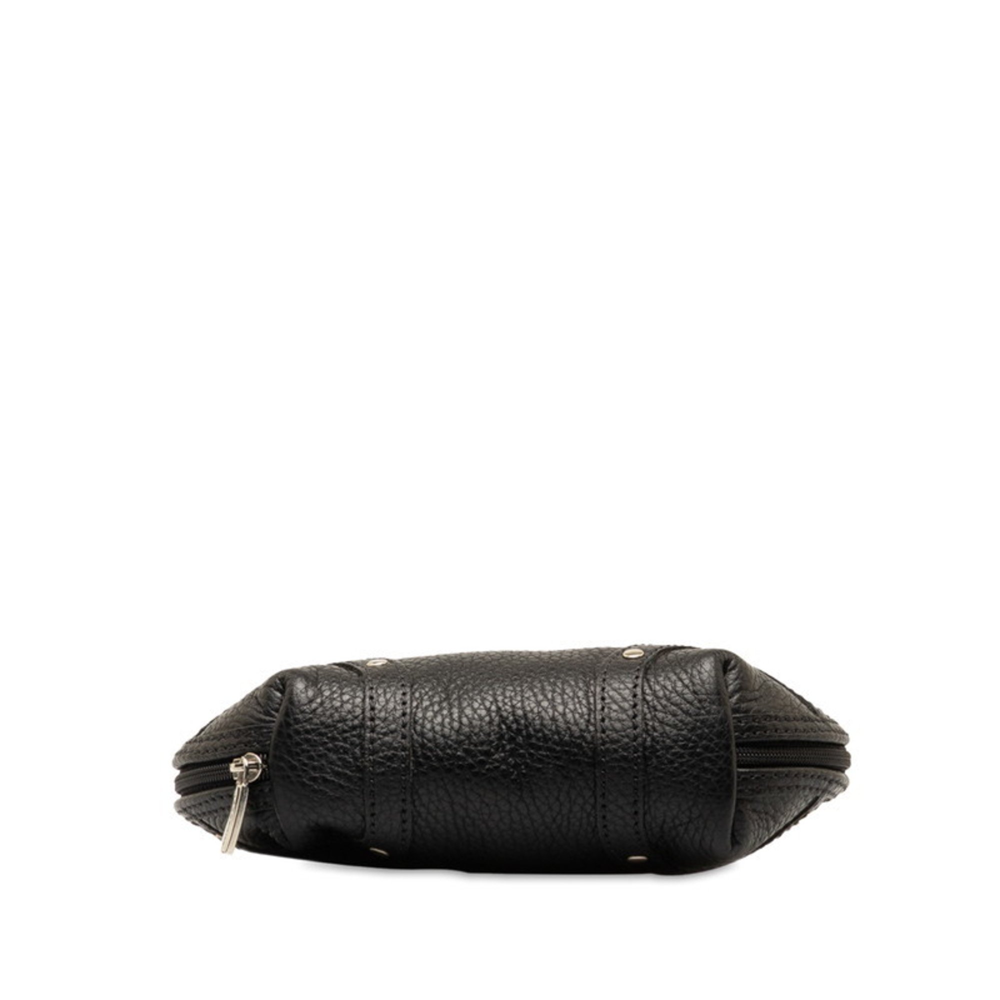 Burberry Nova Check Pouch Black Leather Women's BURBERRY