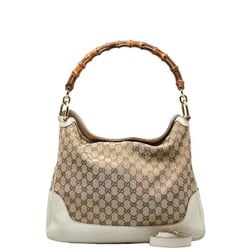 Gucci GG Canvas Bamboo Handbag Shoulder Bag 282315 Beige White Leather Women's GUCCI