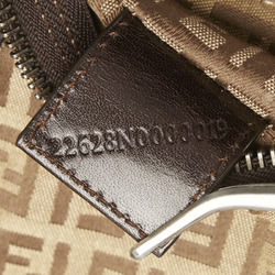 FENDI Zucchino Handbag 22628 Beige Brown Canvas Leather Women's
