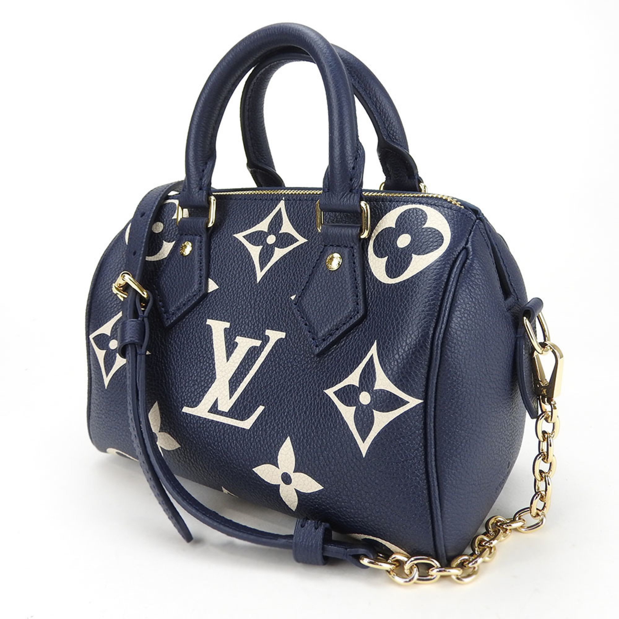 Louis Vuitton Handbag Speedy Bandouliere 20 M47048 Monogram Empreinte Navy Crème Shoulder Women's LOUIS VUITTON