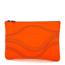Hermes Pouch Neoban Wave MM Polyamide Elastane Orange Clutch Bag Women's Men's HERMES