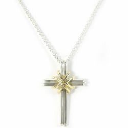 Tiffany Necklace Signature Cross Silver 925 K18YG Approx. 7.2g Women's TIFFANY&Co.