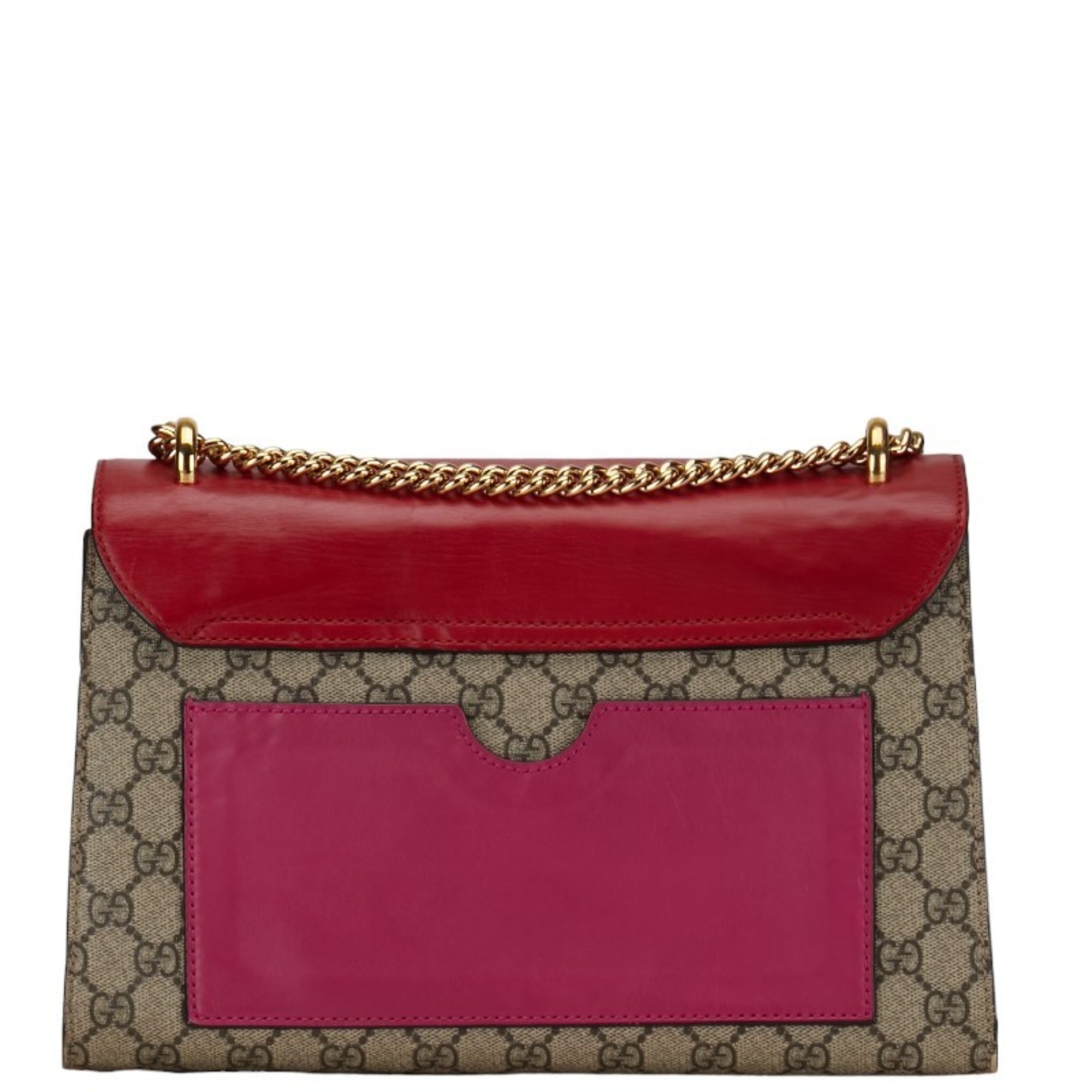 Gucci GG Supreme Chain Shoulder Bag 409486 Beige Red Pink PVC Leather Women's GUCCI