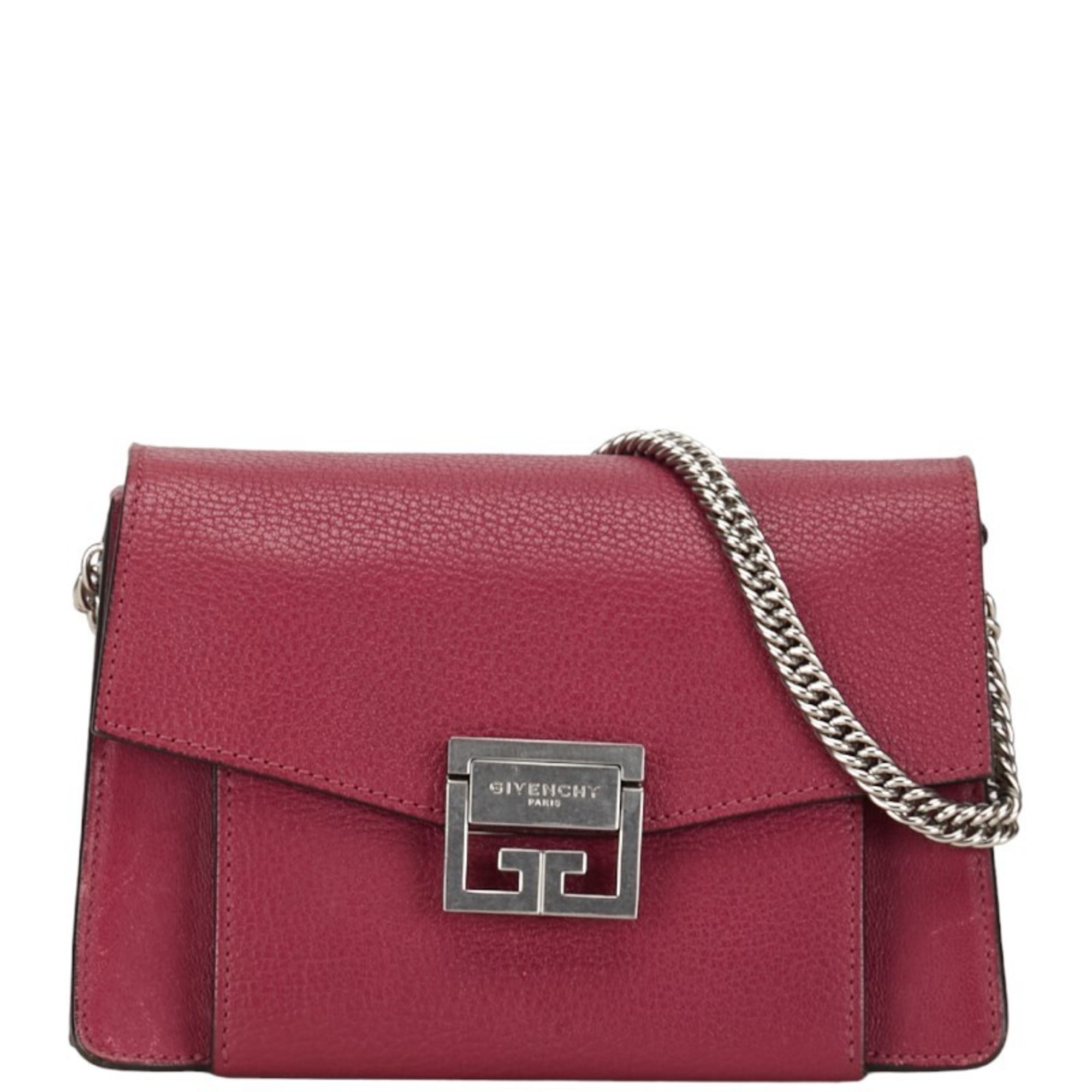 Givenchy Chain Handbag Shoulder Bag Purple Leather Women's