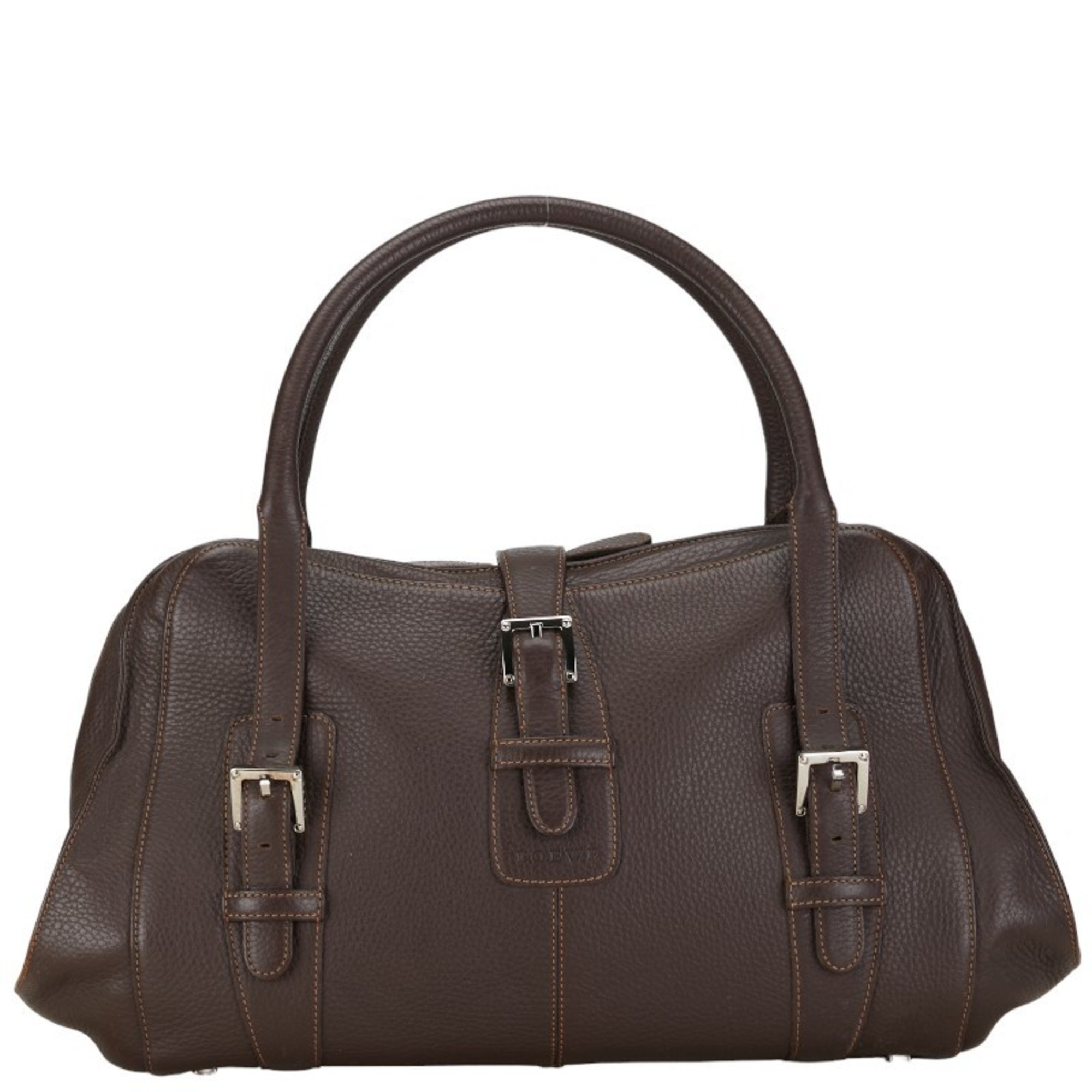 LOEWE Senda Handbag Brown Leather Women's