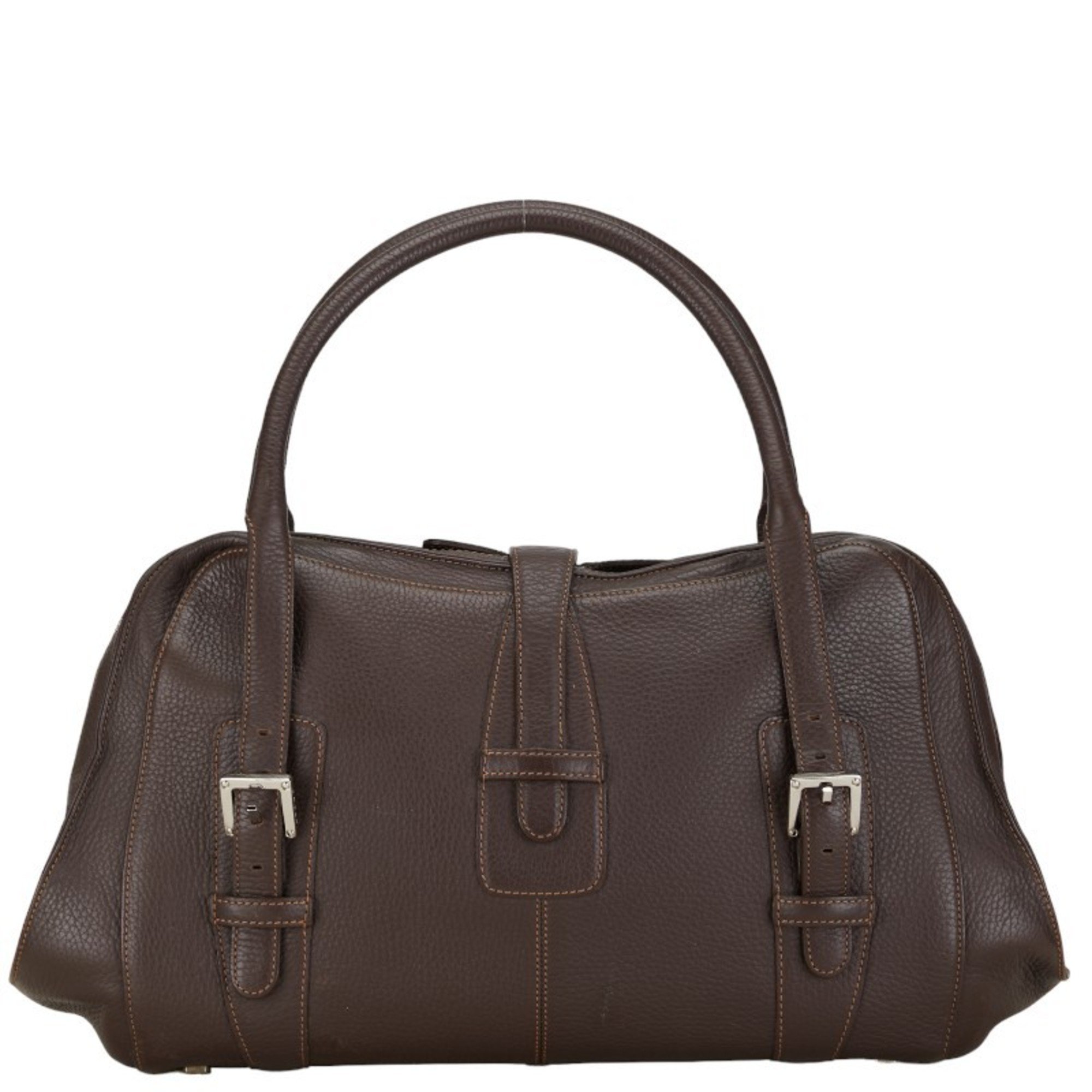 LOEWE Senda Handbag Brown Leather Women's