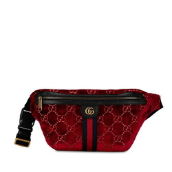 Gucci GG Velvet Sherry Line Waist Bag Body 574968 Red Leather Women's GUCCI