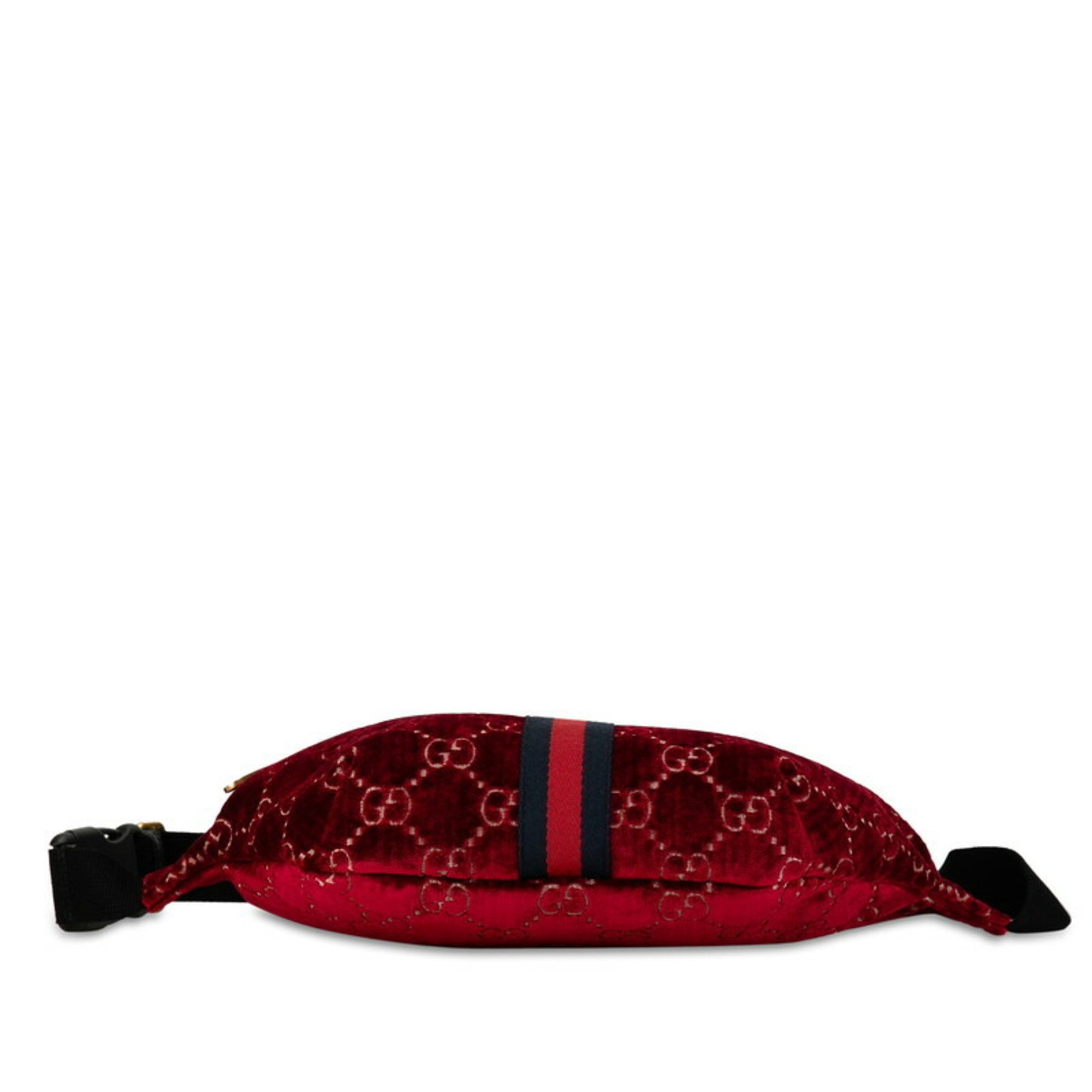 Gucci GG Velvet Sherry Line Waist Bag Body 574968 Red Leather Women's GUCCI
