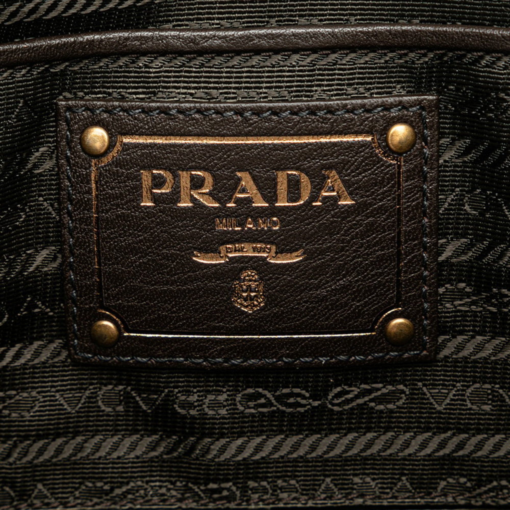 Prada Jacquard Triangle Plate Handbag Shoulder Bag BL0748 Khaki Brown Nylon Women's PRADA