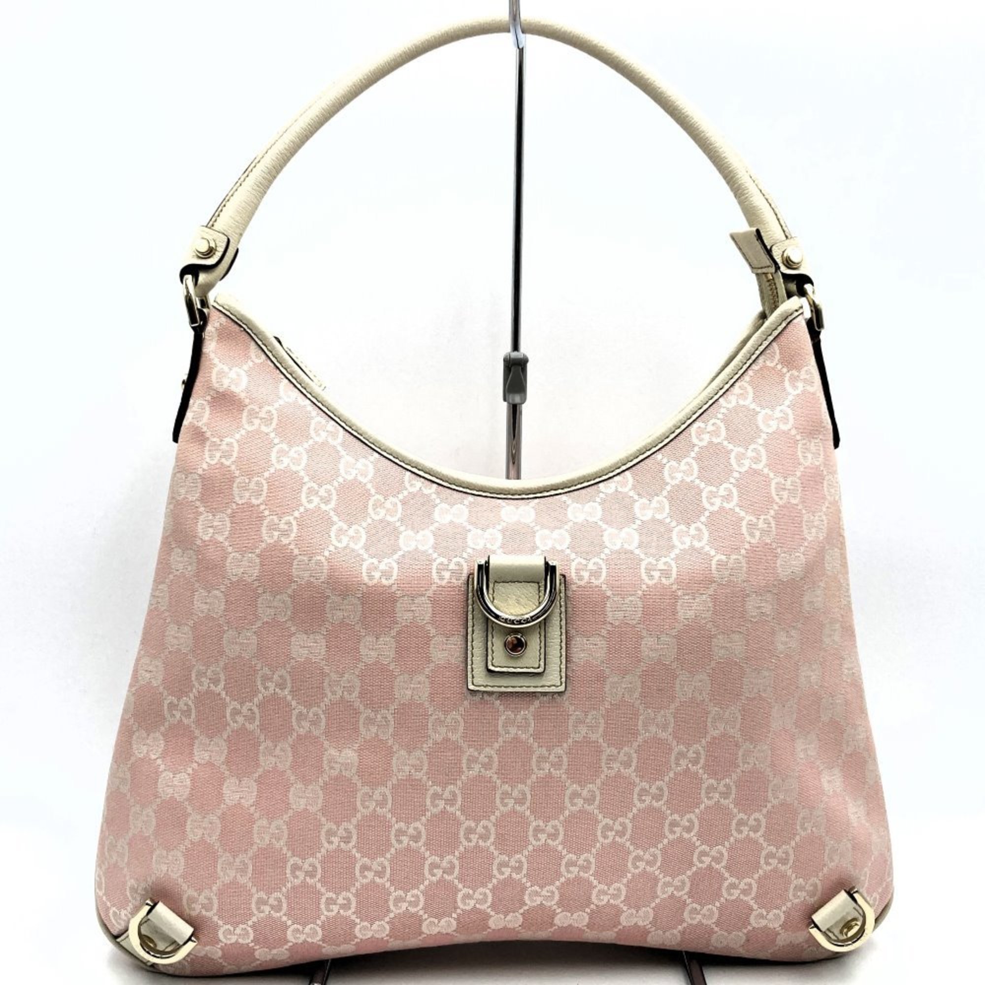 GUCCI 130737 Shoulder Bag Pink/White Abby GG Canvas Women's Fashion