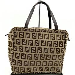 FENDI 8N0000 029 Handbag Bag Beige/Brown Zucchino Canvas Women's Fashion