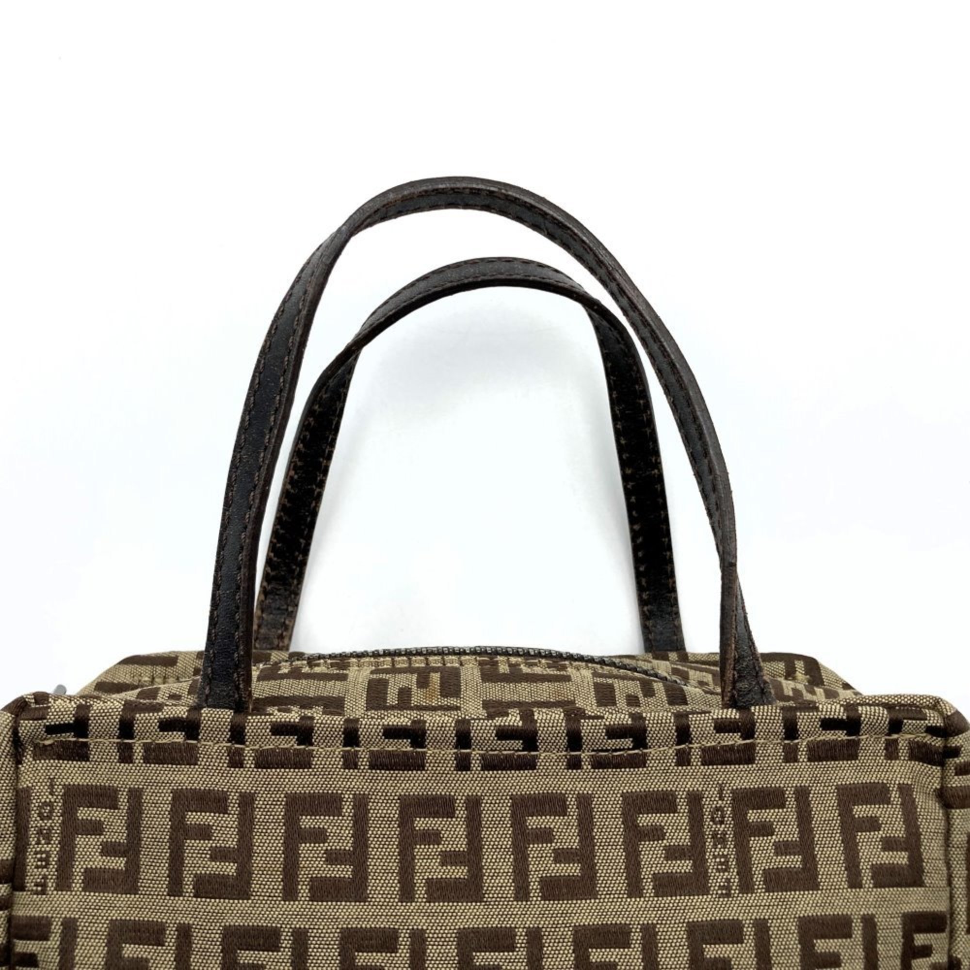 FENDI 8N0000 029 Handbag Bag Beige/Brown Zucchino Canvas Women's Fashion