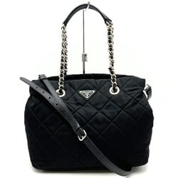 Prada Chain Handbag Shoulder Bag 2way Black Nylon Women's PRADA