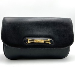 CELINE Clutch bag, second black, leather, carriage hardware, women's fashion