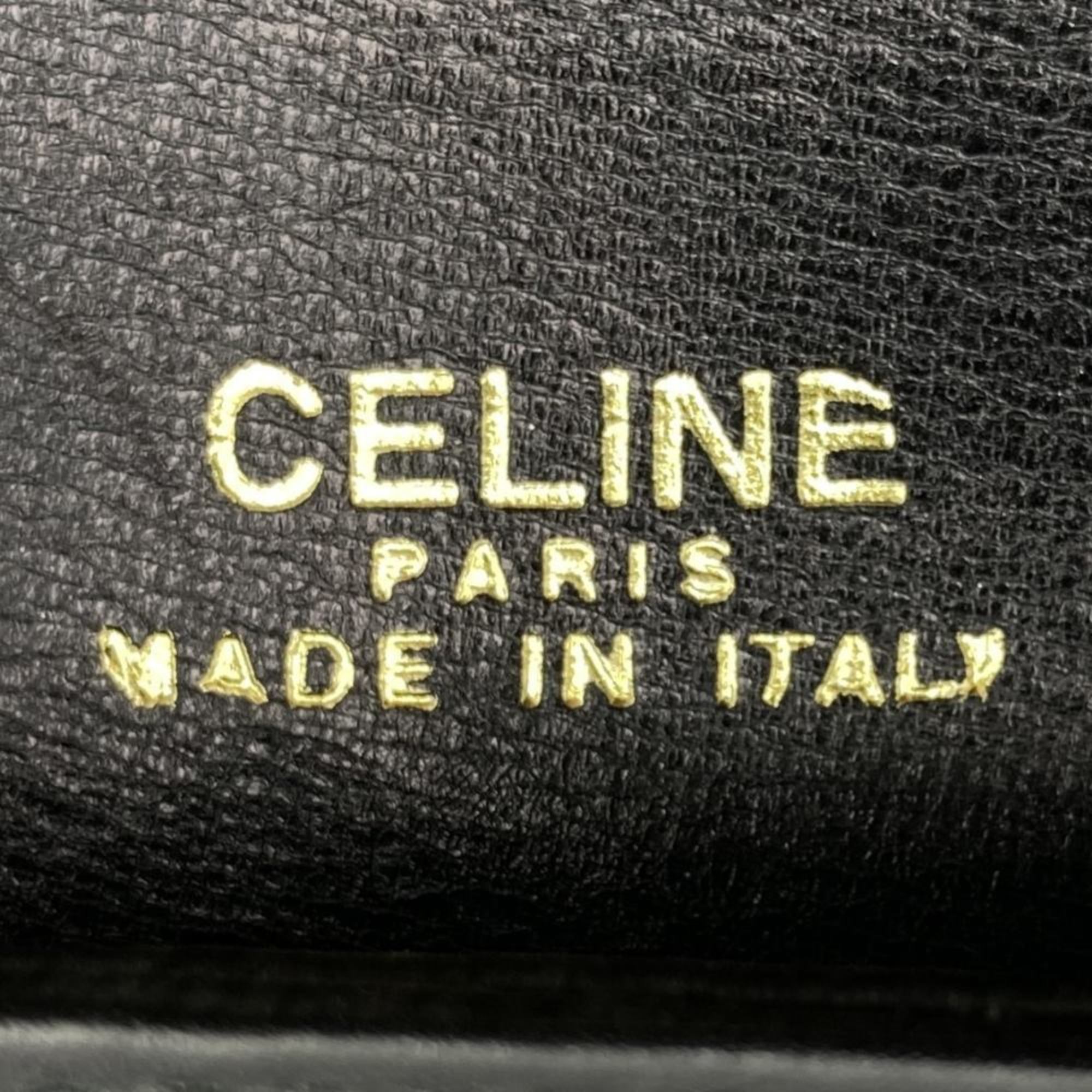 CELINE Clutch bag, second black, leather, carriage hardware, women's fashion