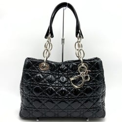 Christian Dior Lady Handbag Black Enamel Women's