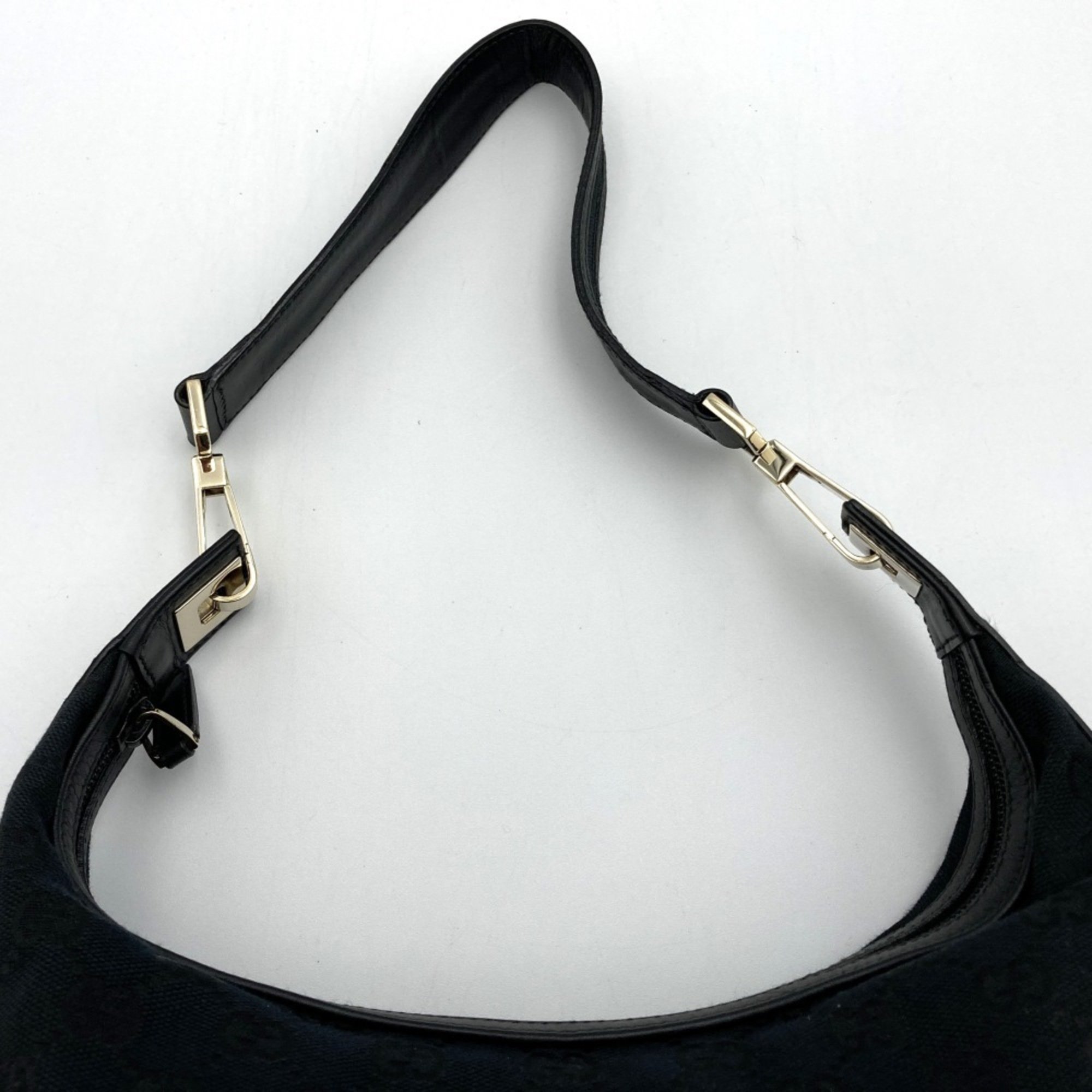 GUCCI 001 4264 Shoulder Bag, Black, GG Canvas, Women's Fashion