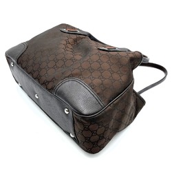 Gucci Tote Bag Handbag Sherry Line Dark Brown GG Nylon Women's 293592 GUCCI
