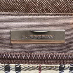 Burberry Nova Check Plate Handbag Brown Leather Women's BURBERRY