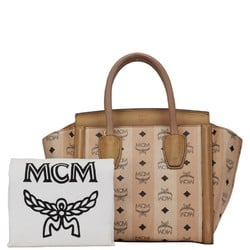 MCM Visetos Glam Tote Bag Handbag Brown Beige Leather Women's