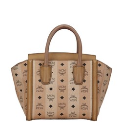 MCM Visetos Glam Tote Bag Handbag Brown Beige Leather Women's