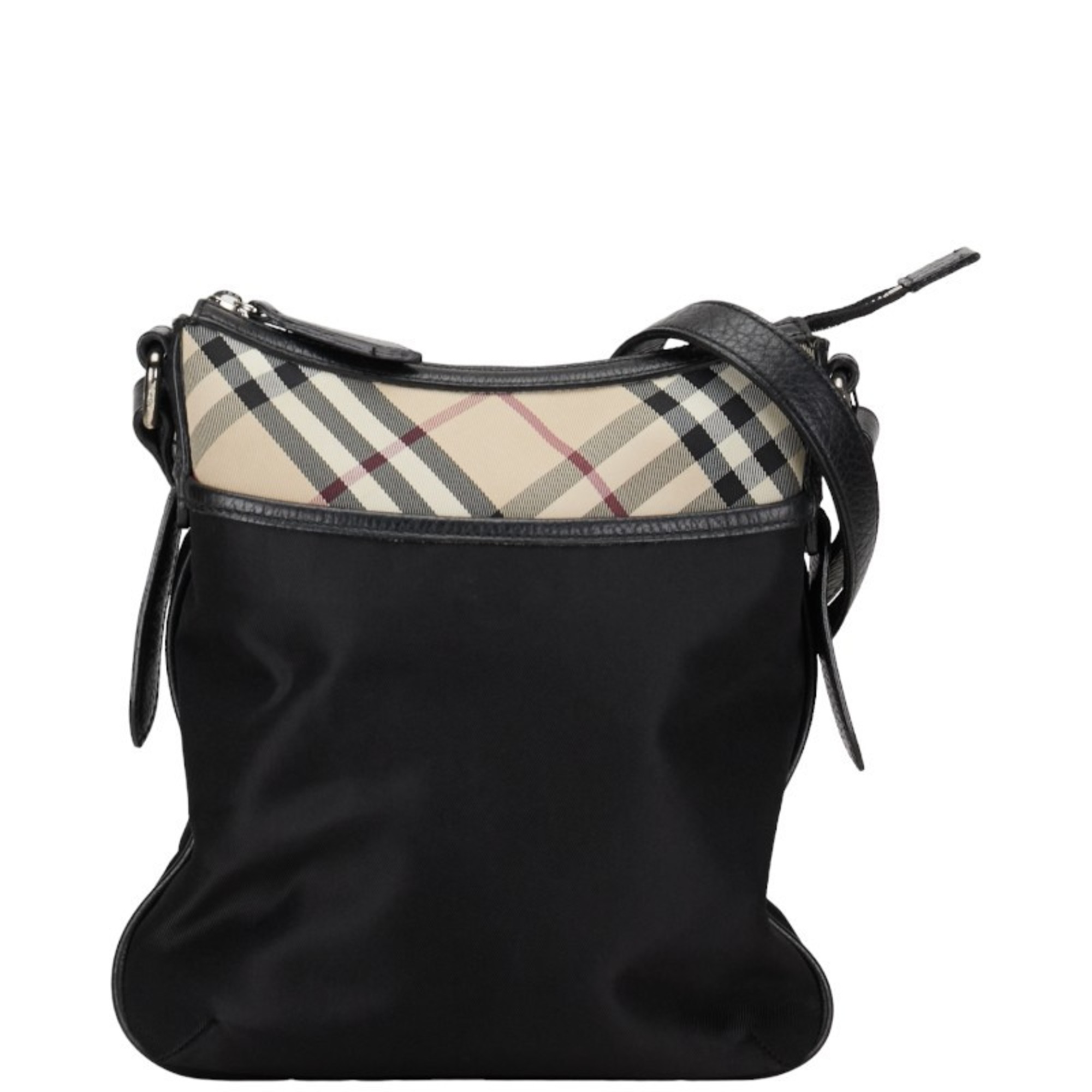 Burberry Nova Check Shoulder Bag Black Beige Nylon Leather Women's BURBERRY