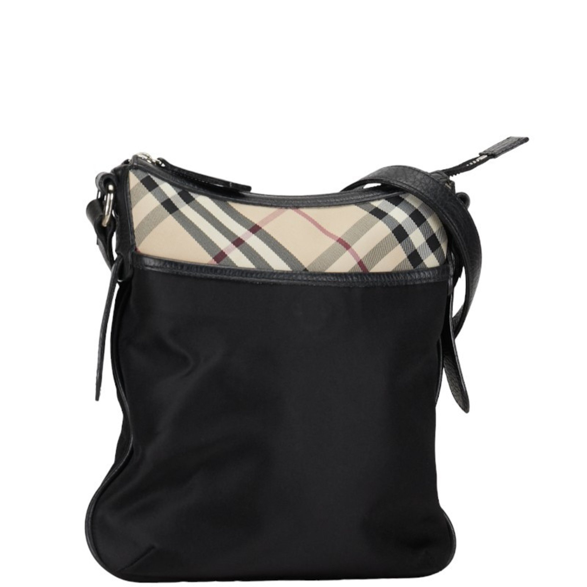 Burberry Nova Check Shoulder Bag Black Beige Nylon Leather Women's BURBERRY