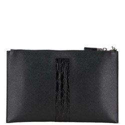 Prada Saffiano Clutch Bag 2NG005 Black Leather Women's PRADA