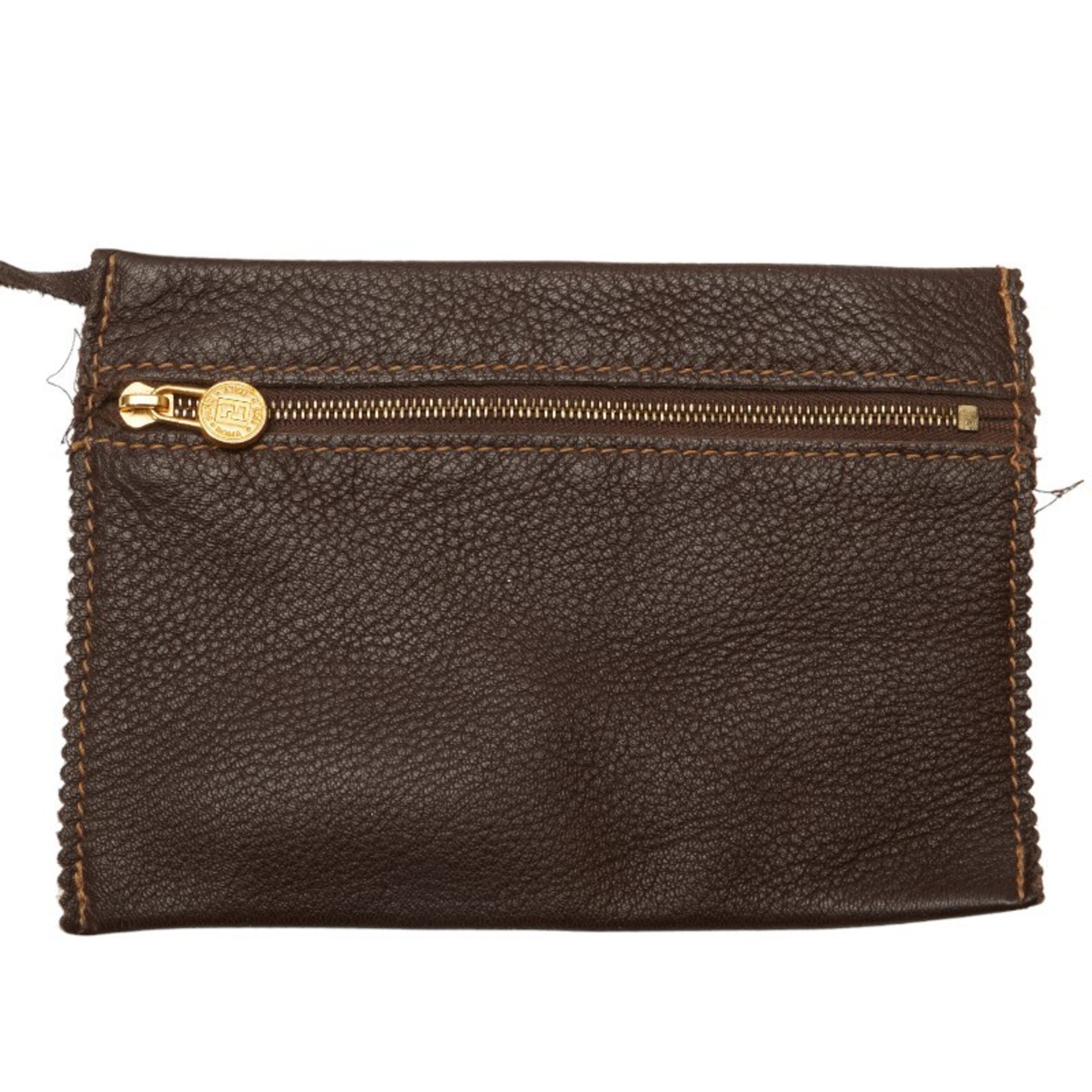 FENDI Bag Handbag Brown Leather Women's