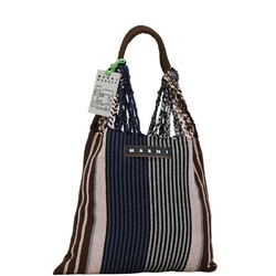 MARNI Flower Cafe Hammock Stripe Handbag Shoulder Bag Brown Multicolor Polyester Women's