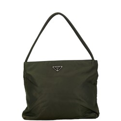 Prada Triangle Plate Handbag Tote Bag Green Nylon Women's PRADA