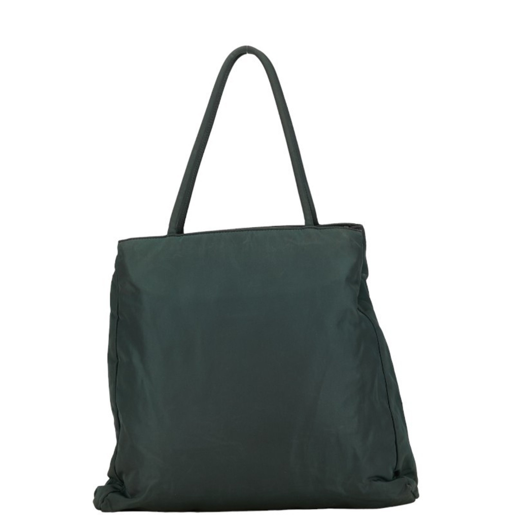 Prada Triangle Plate Handbag Tote Bag Green Nylon Women's PRADA