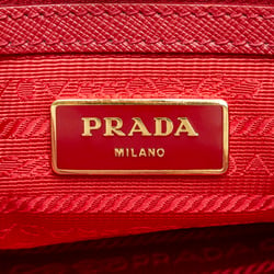 Prada Saffiano Triangle Plate Handbag Shoulder Bag Red Leather Women's PRADA