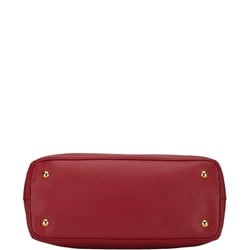 Prada Saffiano Triangle Plate Handbag Shoulder Bag Red Leather Women's PRADA