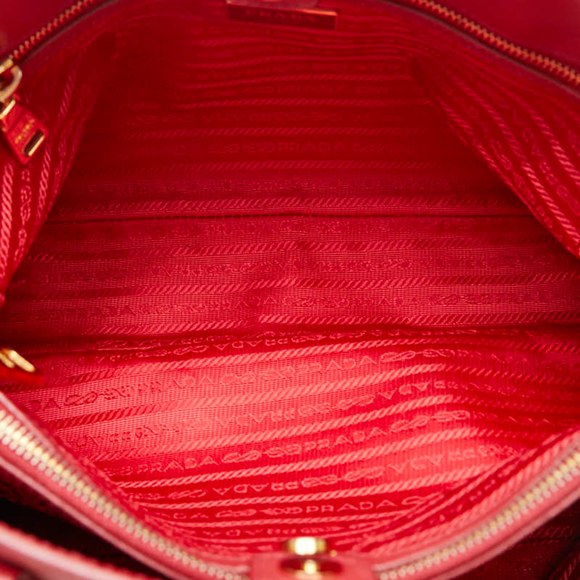 Prada Saffiano Triangle Plate Handbag Shoulder Bag Red Leather Women's PRADA