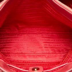 Prada Saffiano Triangle Plate Handbag Shoulder Bag Red Leather Women's PRADA