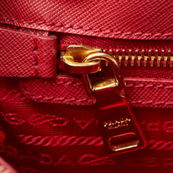 Prada Saffiano Triangle Plate Handbag Shoulder Bag Red Leather Women's PRADA