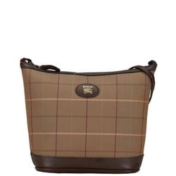 Burberry Check Shadow Horse Shoulder Bag Beige Brown Canvas Leather Women's BURBERRY