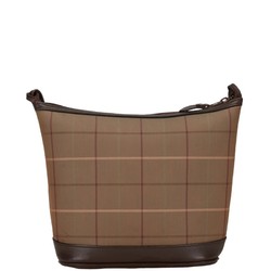 Burberry Check Shadow Horse Shoulder Bag Beige Brown Canvas Leather Women's BURBERRY