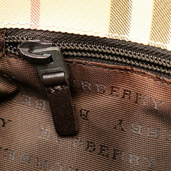 Burberry Nova Check Handbag Tote Bag Beige Brown Nylon Leather Women's BURBERRY