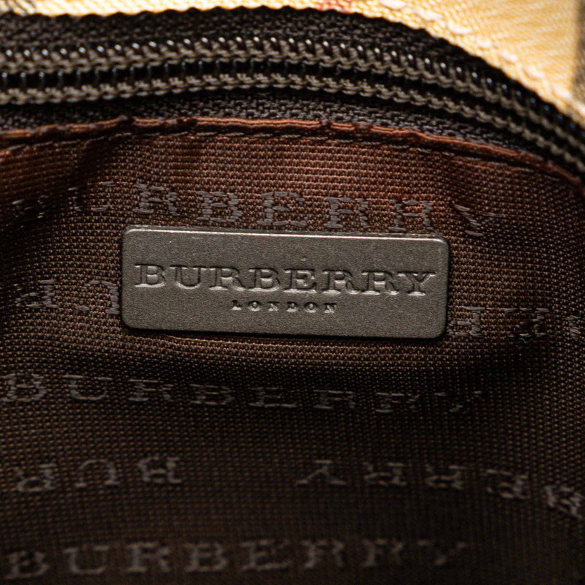 Burberry Nova Check Handbag Tote Bag Beige Brown Nylon Leather Women's BURBERRY