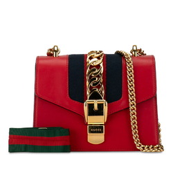 Gucci Sherry Line Sylvie Chain Shoulder Bag 431666 Red Leather Women's GUCCI