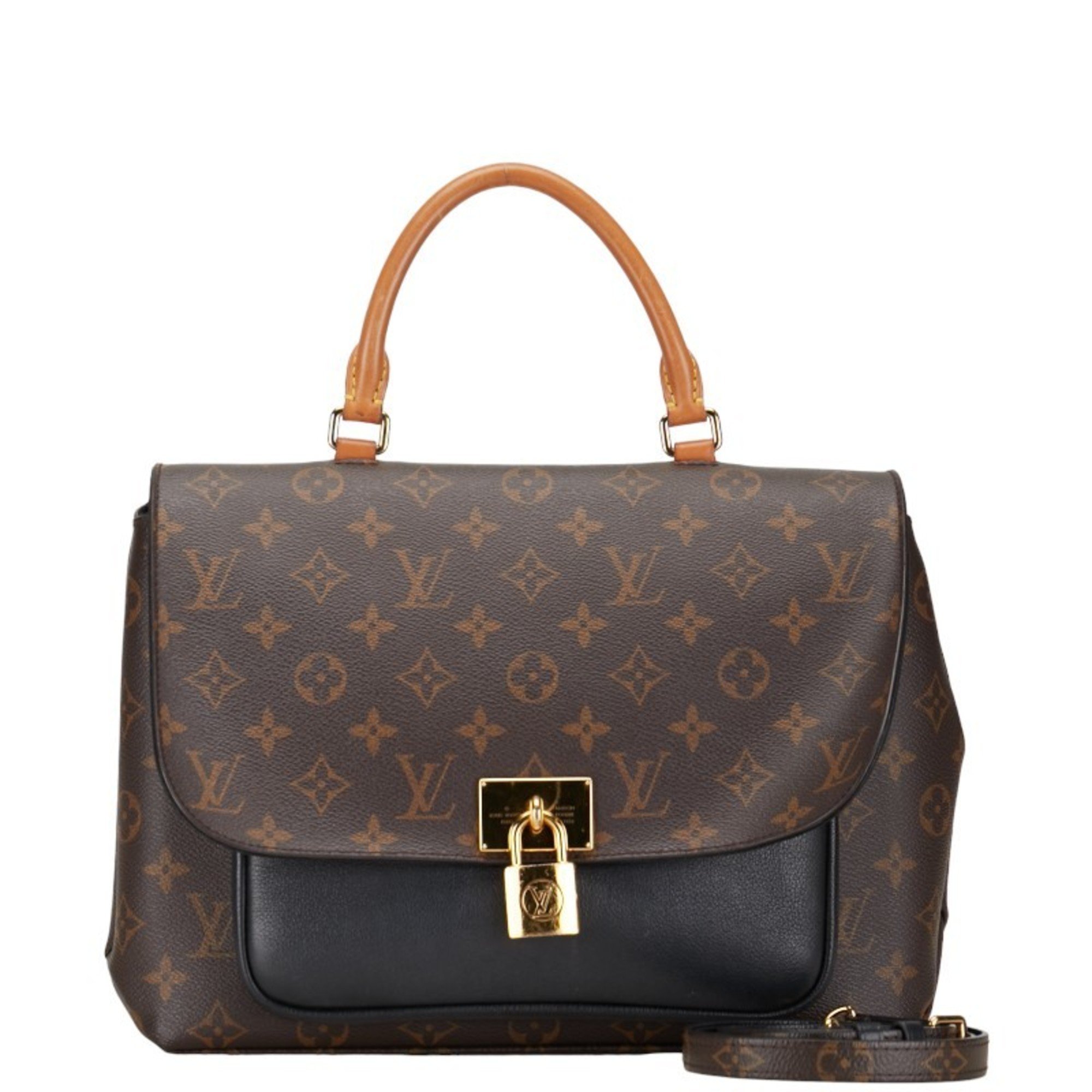 Louis Vuitton Monogram Marignan Handbag Shoulder Bag M44259 Brown Noir PVC Leather Women's LOUIS VUITTON