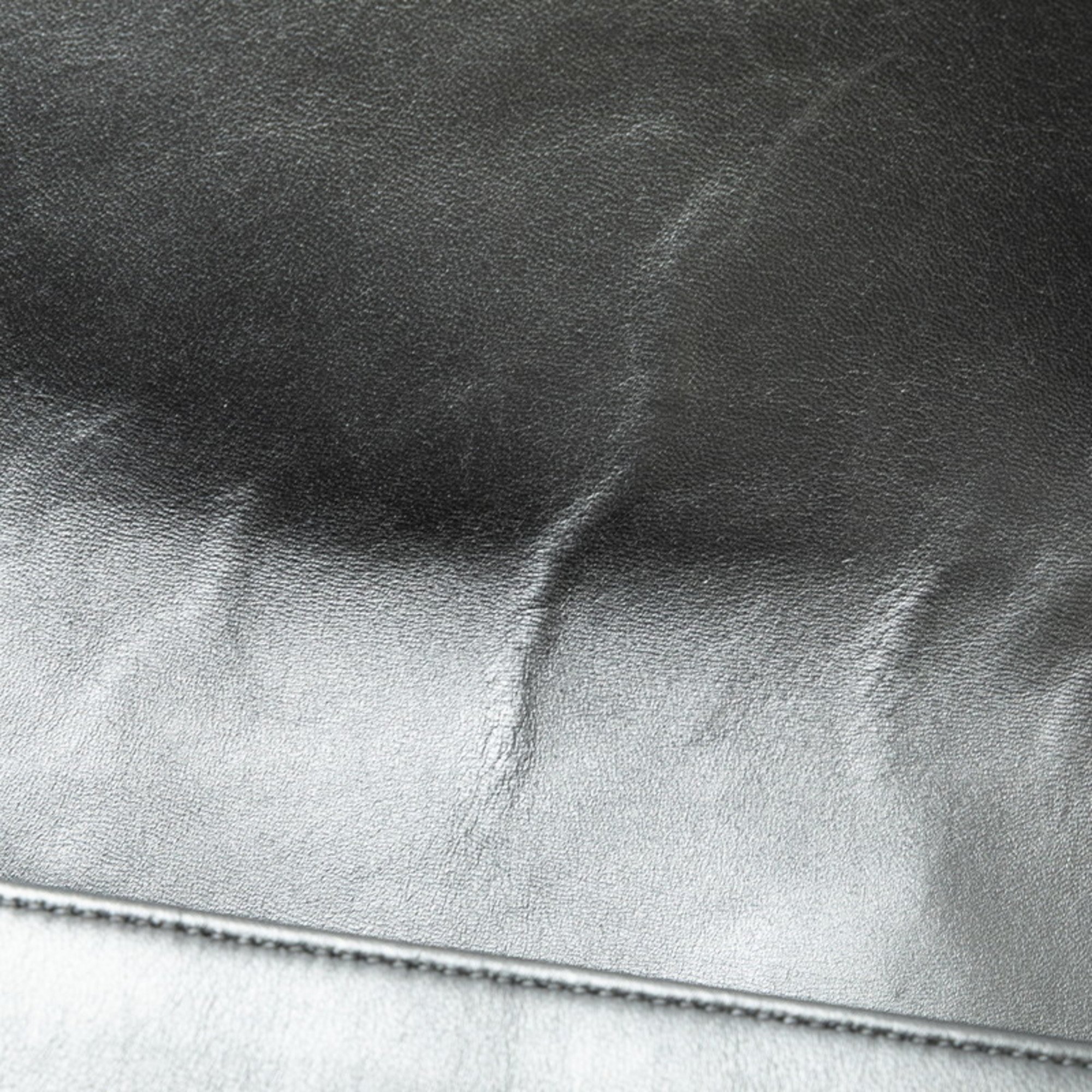 Chanel Boy 25 Chain Shoulder Bag Khaki Silver Leather Suede Women's CHANEL