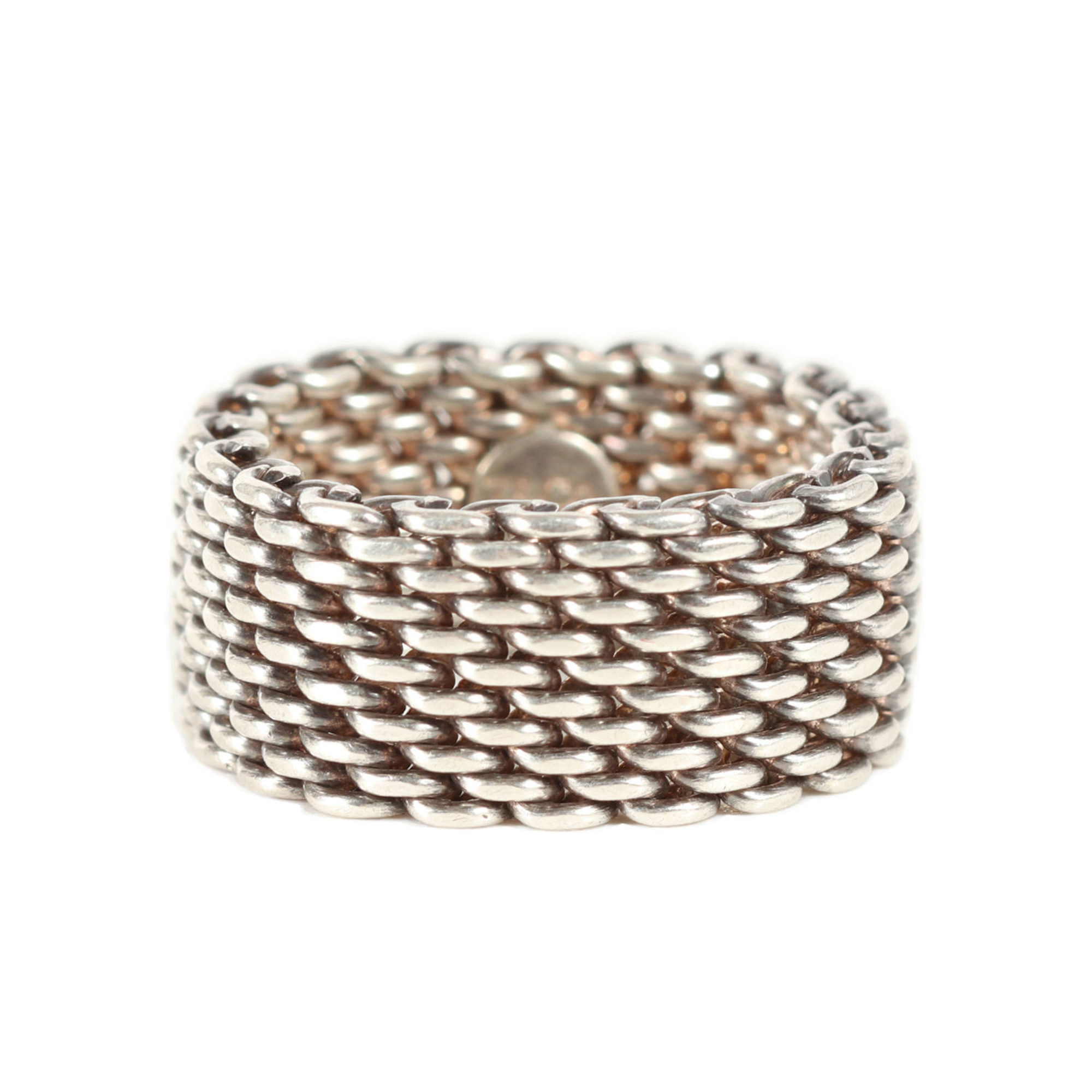 TIFFANY&Co. Tiffany Size: 17 Somerset Ring Silver 925 OLD Mesh Men's