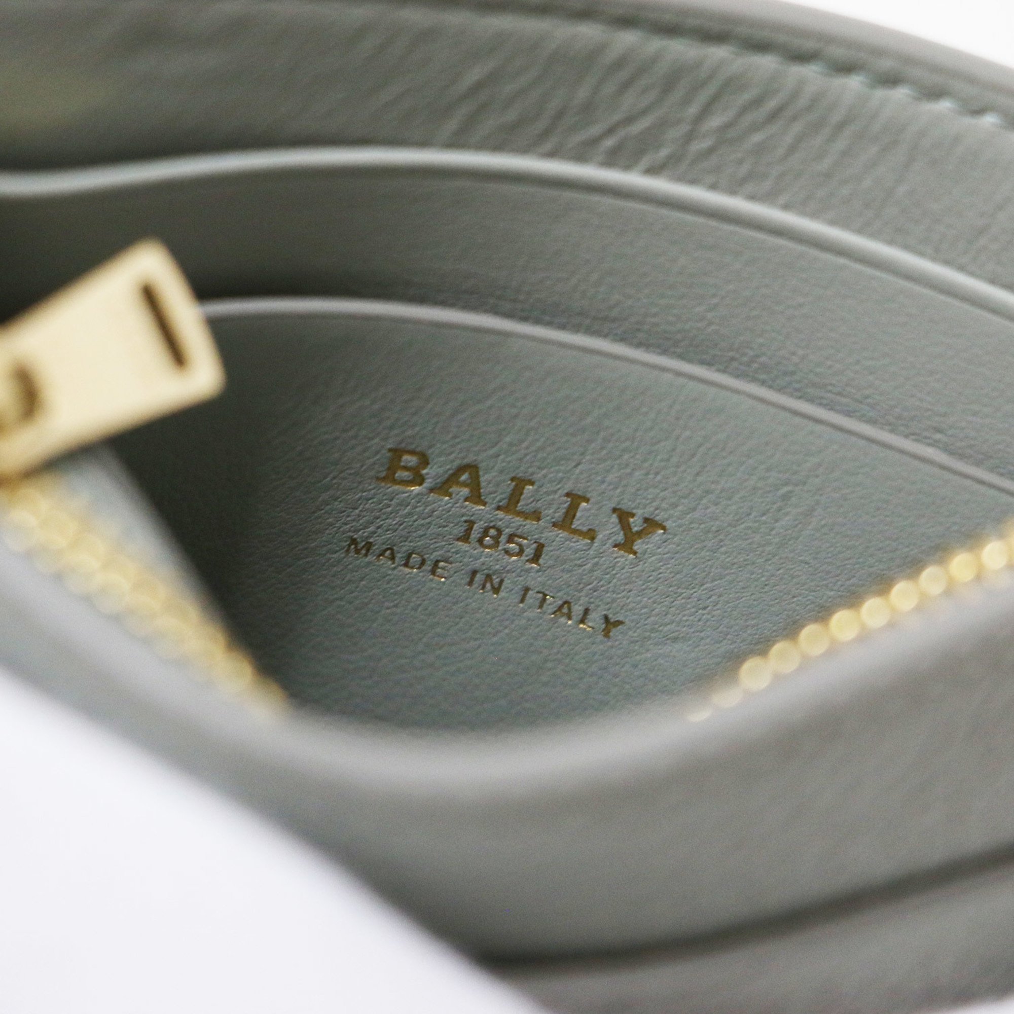 BALLY Calf Leather Business Card Holder, Case, Coin Grey, Women's