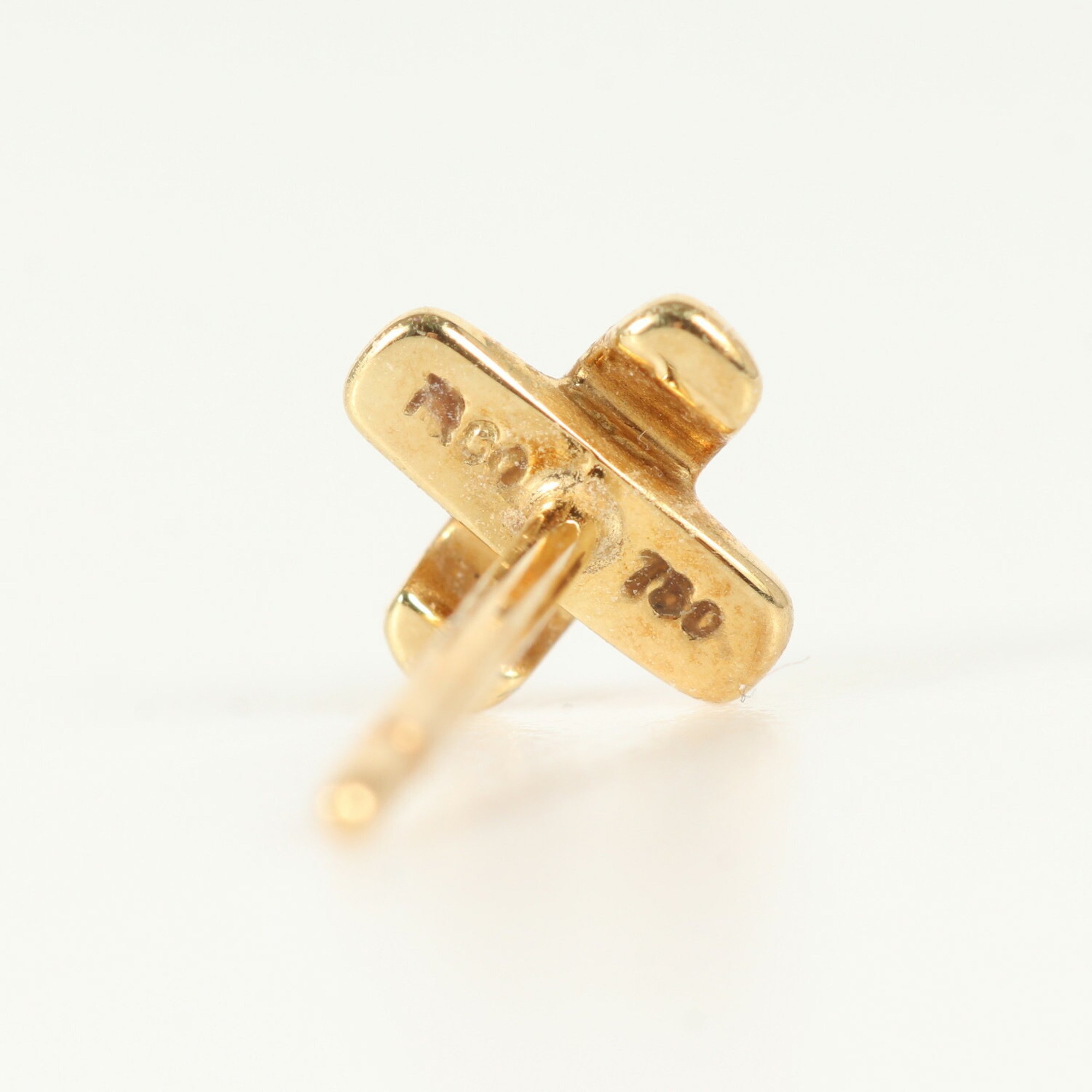 TIFFANY&Co. Tiffany Signature Cross Stitch Earrings AU750 K18 Yellow Gold High Luxury Men's