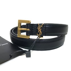 YSL Belt Leather Women's 554465 80cm Black Gold Buckle SAINT LAURENT Wearing size 75-85cm